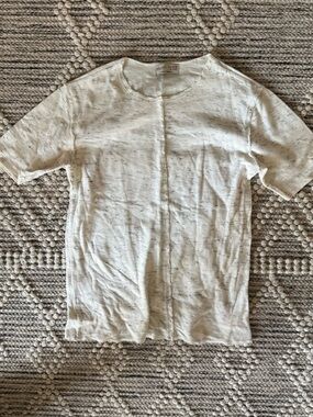 ZARA  Cream Speckled Short Sleeve Crewneck Shirt